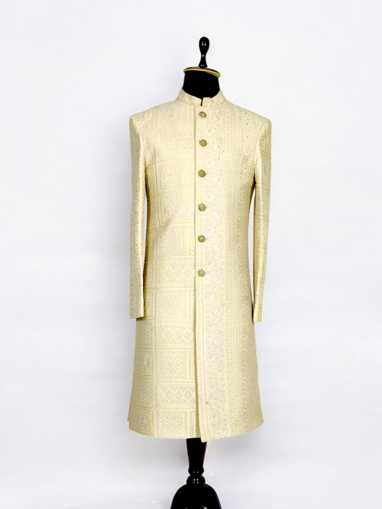 Square and Rectangle Panelled Embroidered sherwani