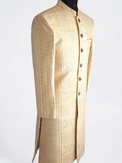 Square and Rectangle Panelled Embroidered sherwani