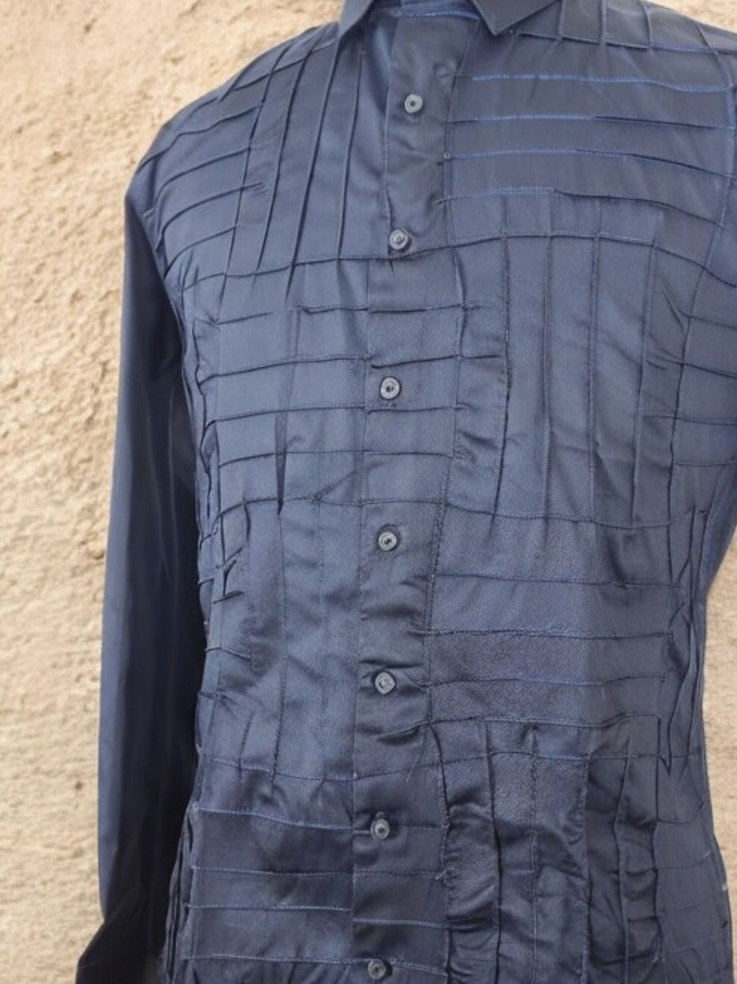 Horizontal and Vertical Paneled Pleats Shirt