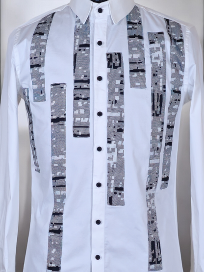 Bold White – Distorted Paneled Shirt