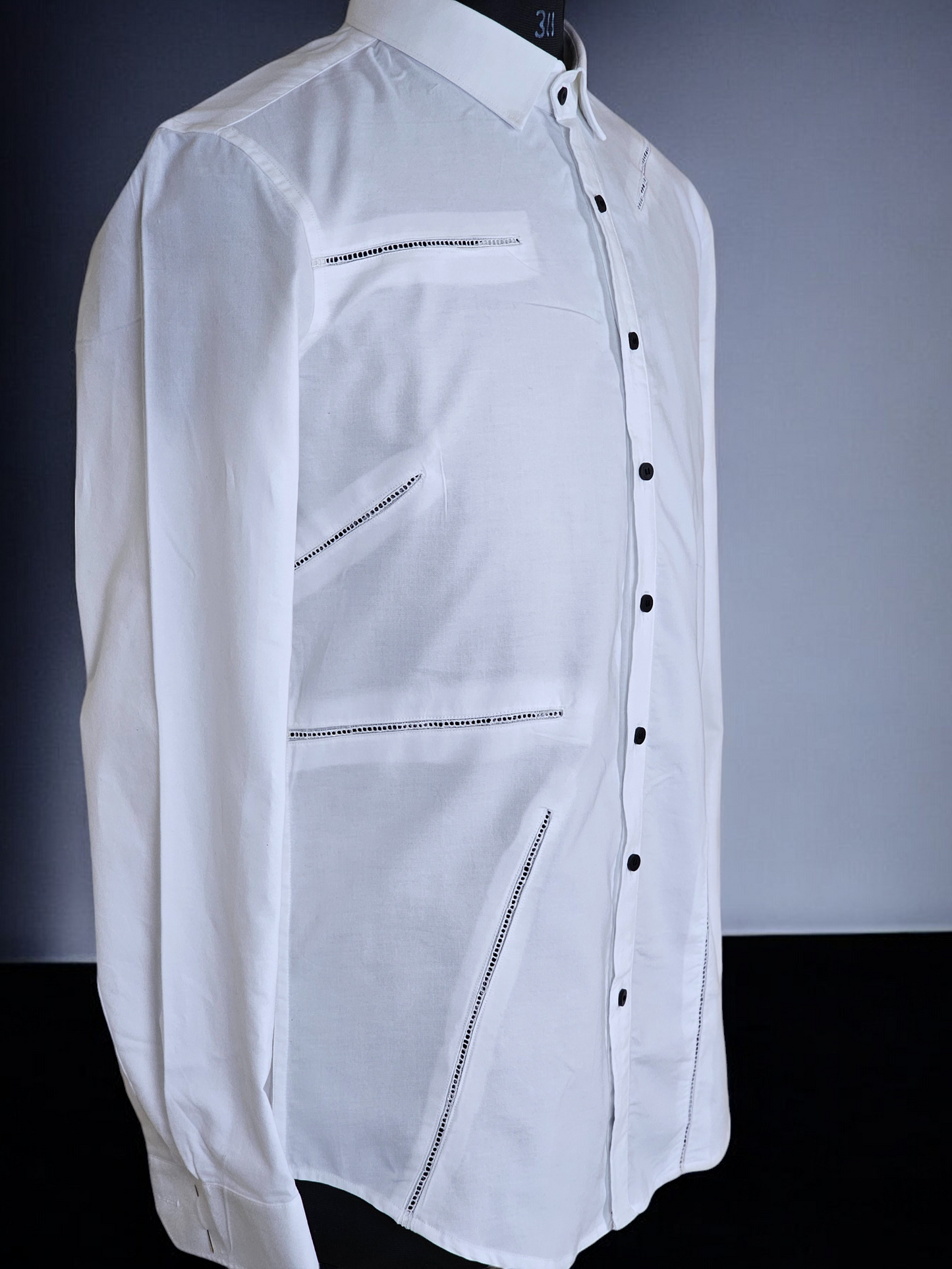 Oxford Fabric Shirt with Embroidered Opening