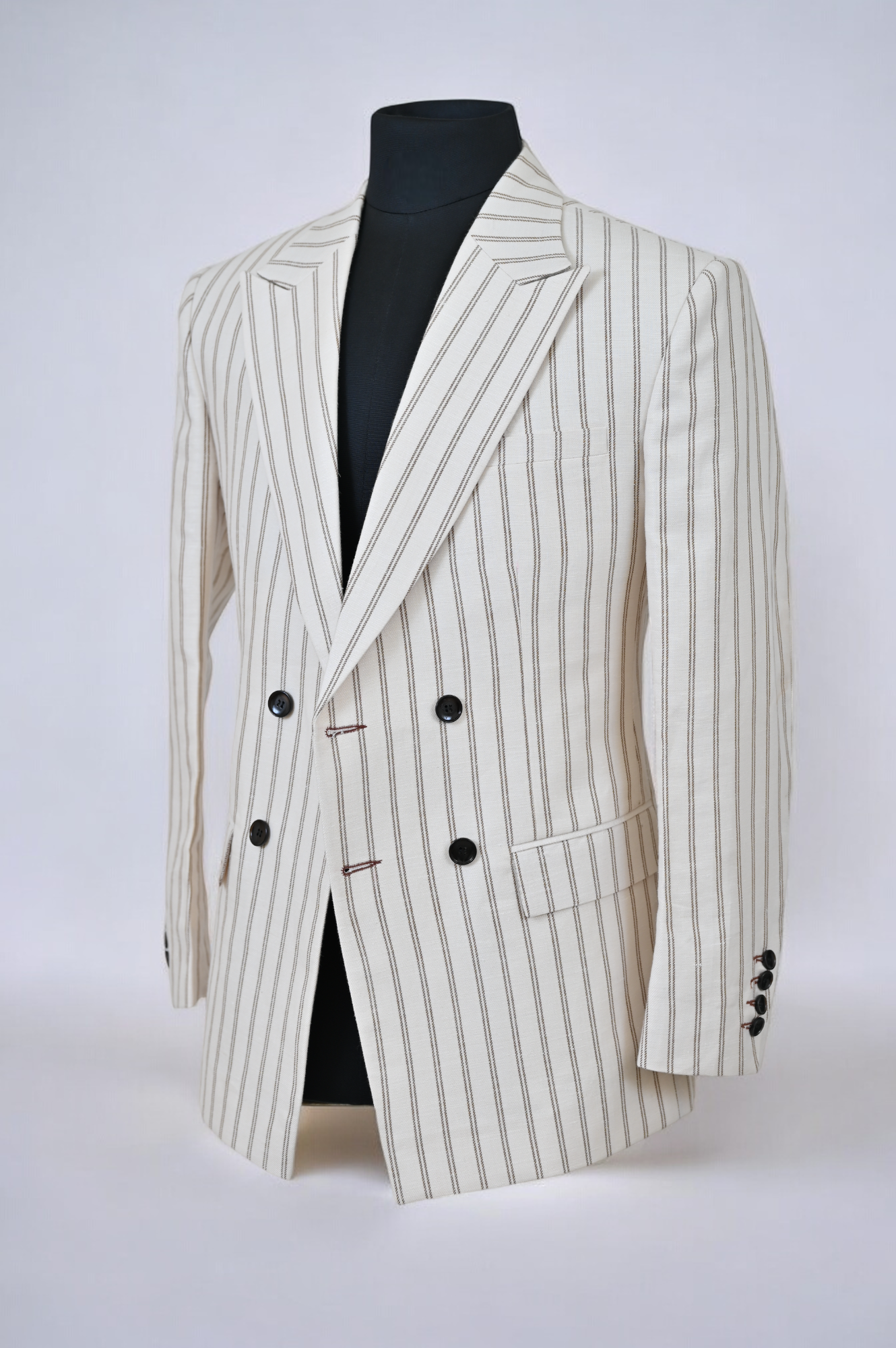 Off- White Double-Breasted Linen Blazer